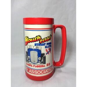 Vintage 1988 South East Street Rod Nationals Thermo-Serv Mug Tampa FL Red 6.5"